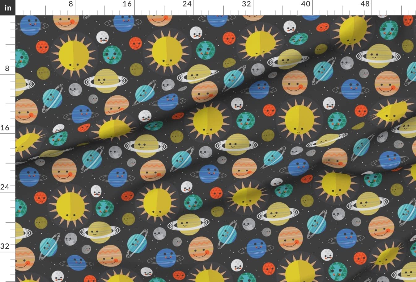 Solar System Space Planets Galaxy Stars Nursery Fabric - Printed on Soft Minky Fabric Fat Quarter for Sewing Baby Blankets, Quilt Backing & Plush Projects | Celestial Themed Nursery Decor & DIY Crafting