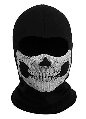 Call of Duty Ghost Mask Balaclava - Skull Face Cover for Men, Windproof Ski Headwear & Motorcycle Helmet Liner (Black) - Perfect for Winter Sports, Outdoor Adventures & Cosplay