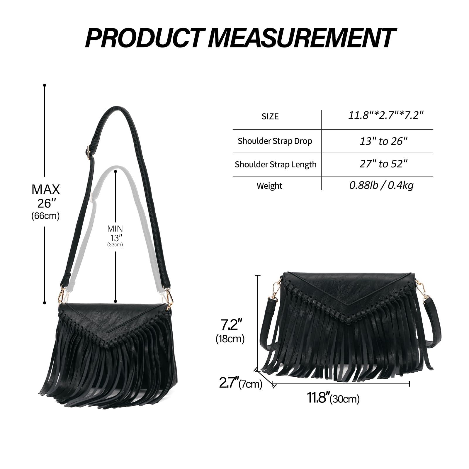 Stylish Women's PU Leather Crossbody Bag with Tassel Fringe - Western Boho Shoulder Purse for Casual Outings, Travel & Everyday Use