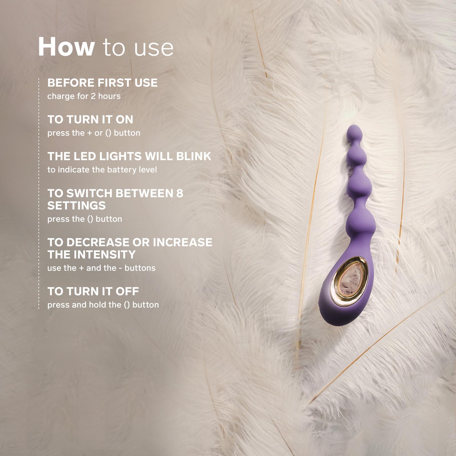 LELO Soraya Beads - 8 Vibration Modes Anal Beads Massager with Bow-Motion Technology, Purple Adult Anal Toy for Couples & Solo Play - Perfect for Sensual Exploration & Intimate Pleasure
