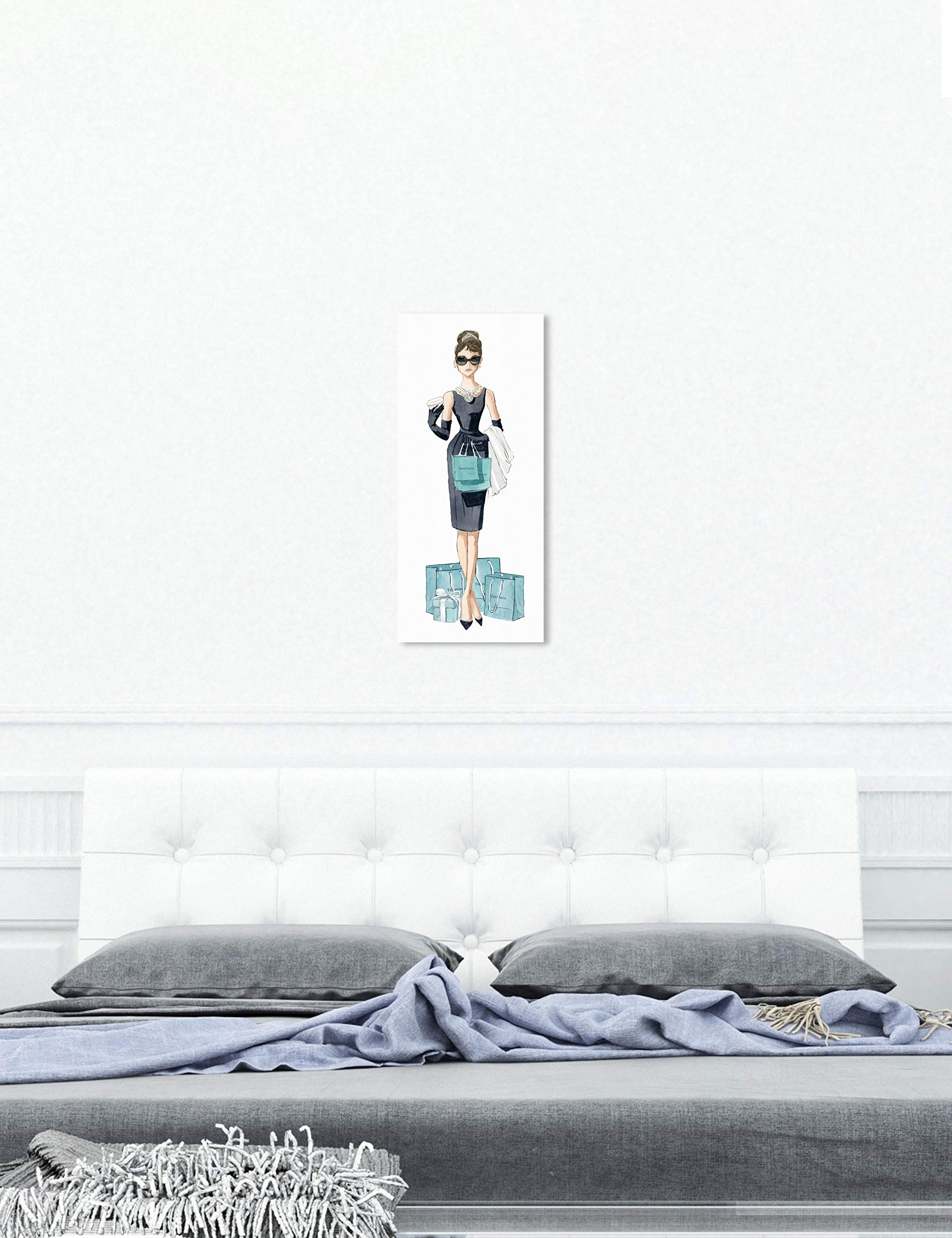 Oliver Gal Artist Co. 'Teal Dream' Fashion Glam Wall Art Canvas Print - 16x36 Inch Blue & Black Home Decor for Living Room, Bedroom & Office