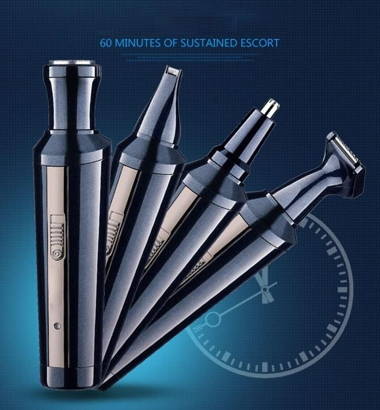 4-in-1 Electric Nose & Ear Hair Trimmer for Men - Waterproof Detachable Cutter Head with Easy Cleaning - Perfect for Travel, Grooming & Personal Care