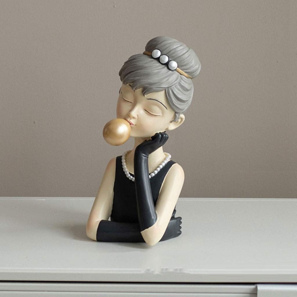 PAIHUIART Nordic Bubble Girl Abstract Resin Sculpture - Modern Luxurious Home Decor Statue, Desktop Ornament & Gift (Black) | Perfect for Living Room, Office, Shelf Display & Housewarming Presents