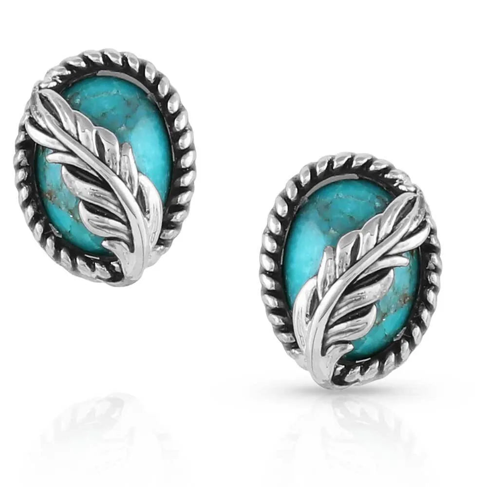 Feather Turquoise Post Earrings for Women - Lightweight Dainty Jewelry for Everyday Wear | Perfect for Casual, Office & Special Occasions