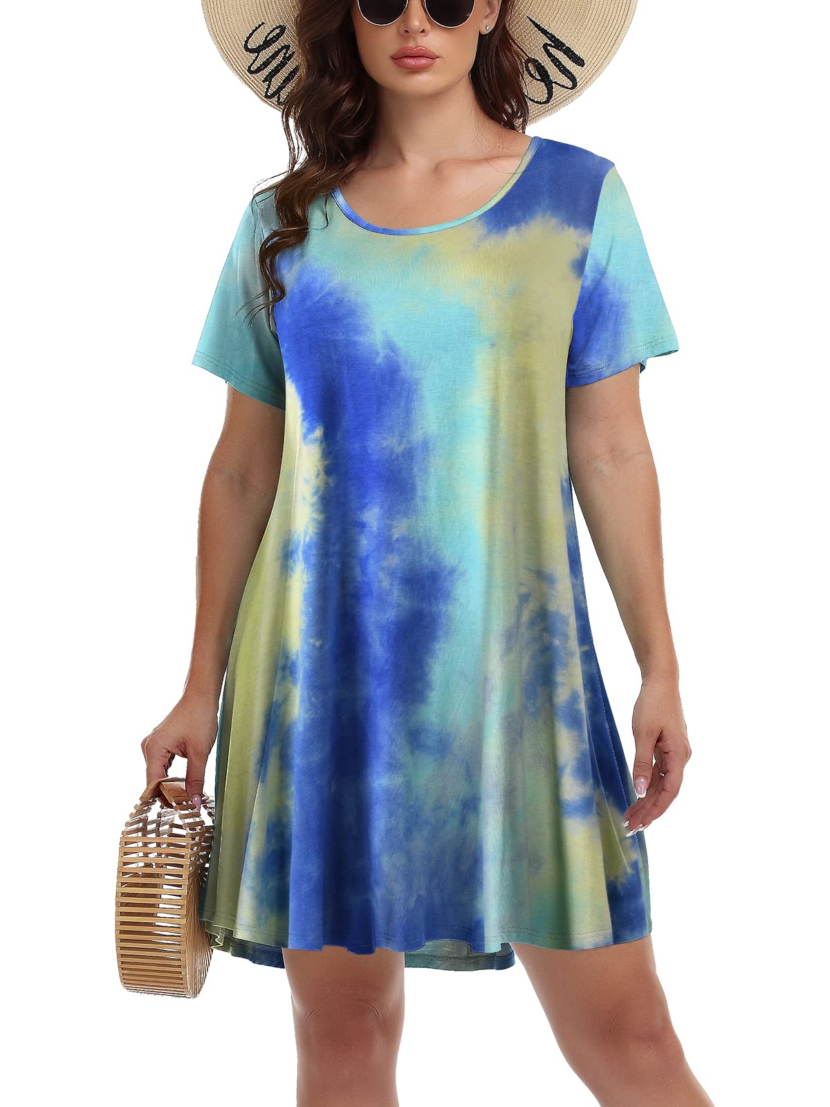 BELAROI Women's Summer Casual T-Shirt Dress - Short Sleeve Swing Tunic Dress for Beach, Vacation & Everyday Wear | Flowy Comfortable Dress for Outings, Shopping & Relaxing