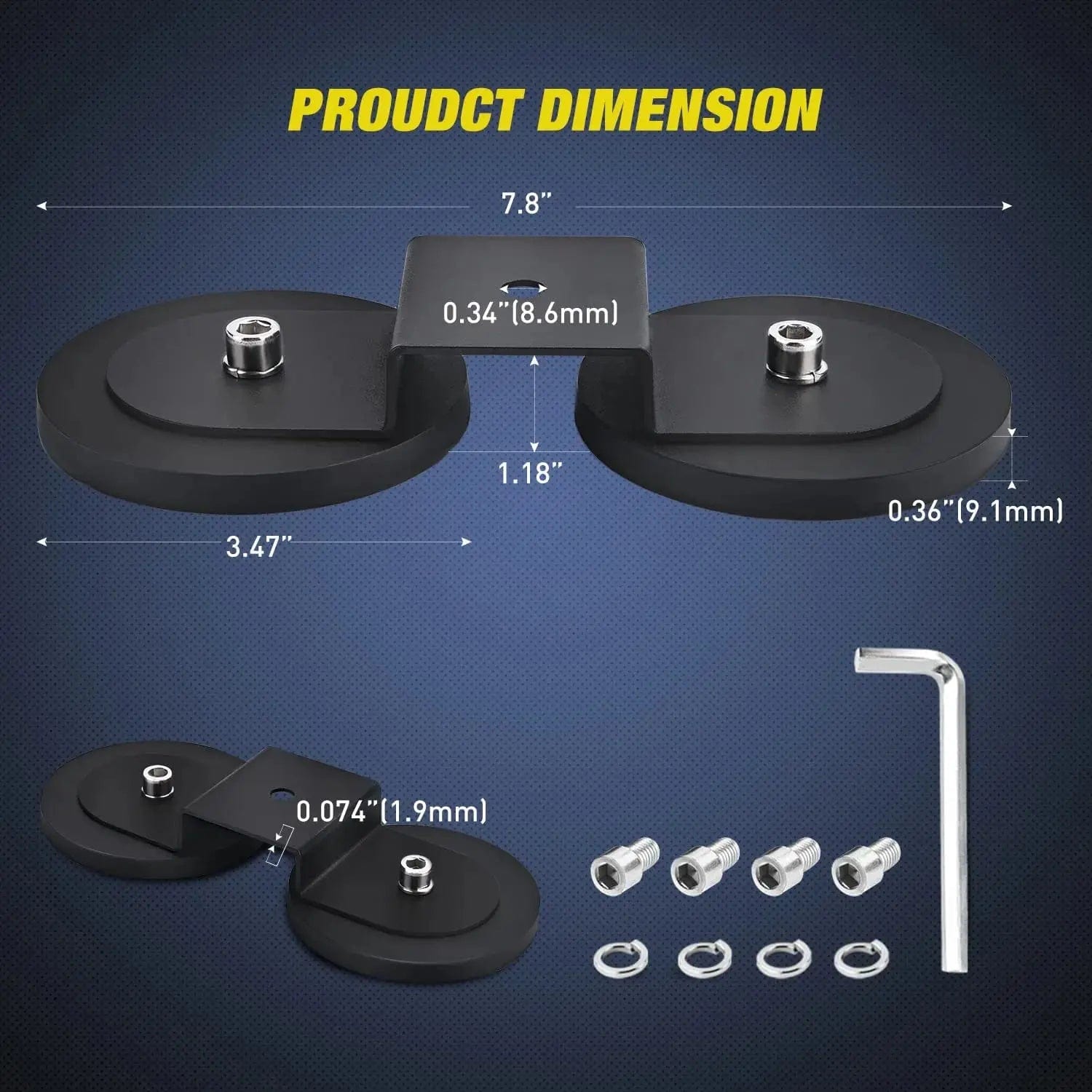 Magnetic Base Sucker Holder with Rubber Boot Bracket - Heavy Duty Car Phone Mount for Dashboard & Windshield - Perfect for GPS, Smartphones & Dash Cams (2-Pack)