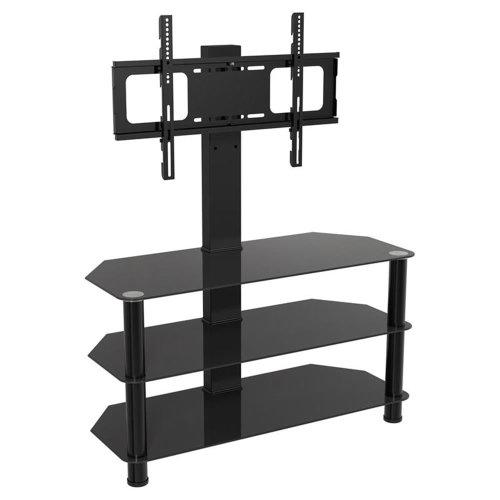 AVF Black Steel and Glass TV Stand with Mount for 60 Inch Flat Screen TVs - Perfect for Living Room, Bedroom, or Home Theater Setup