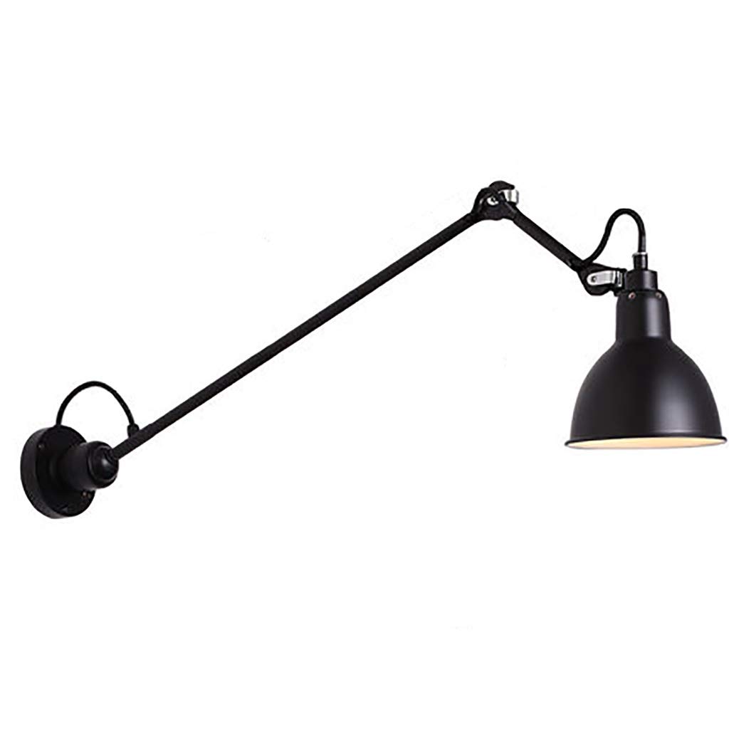 JSY Telescopic Folding Wall Lamp - Adjustable Swing Arm Bedside Light, Black Modern LED Wall Mounted Reading Light for Bedroom, Hallway, Dorm Room (Medium Size) - Perfect for Night Reading & Ambient Lighting
