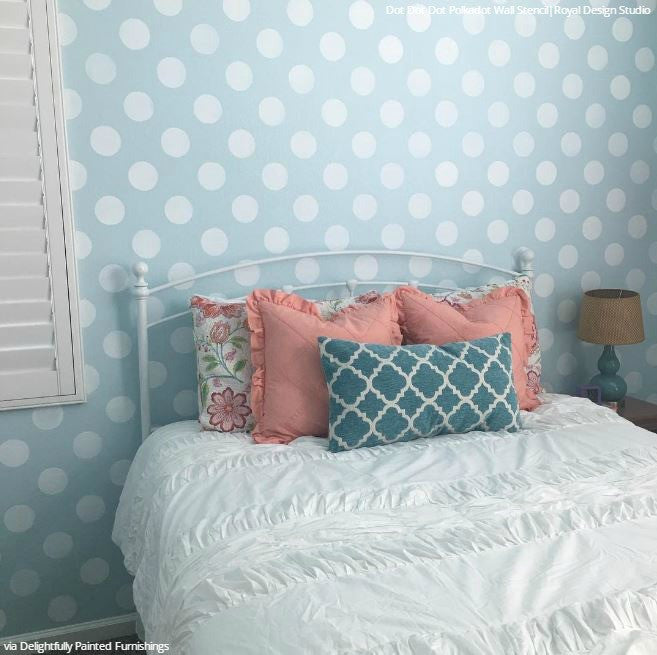 Polka Party Wall Stencil - DIY Home Decor Stencils for Walls, Floors & Furniture - Perfect for Nursery, Kids Room & Party Decorations