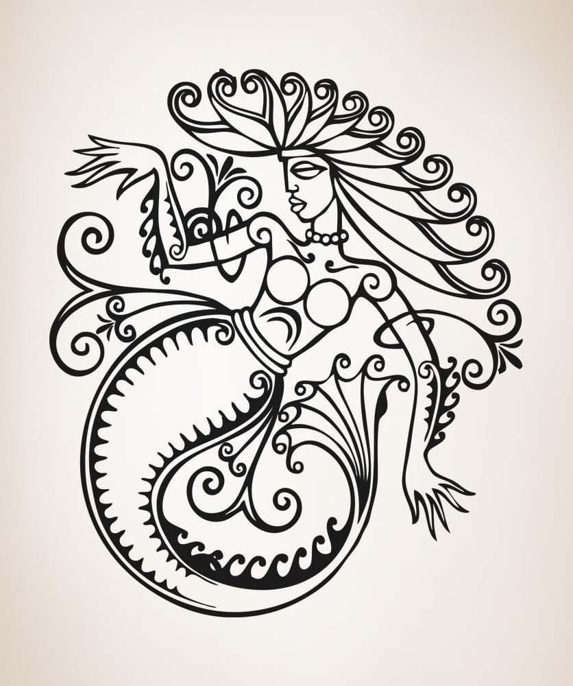 Greek Mermaid Vinyl Wall Decal Sticker - Waterproof Removable Home Decor for Bedroom, Nursery, Living Room #OS_AA1689