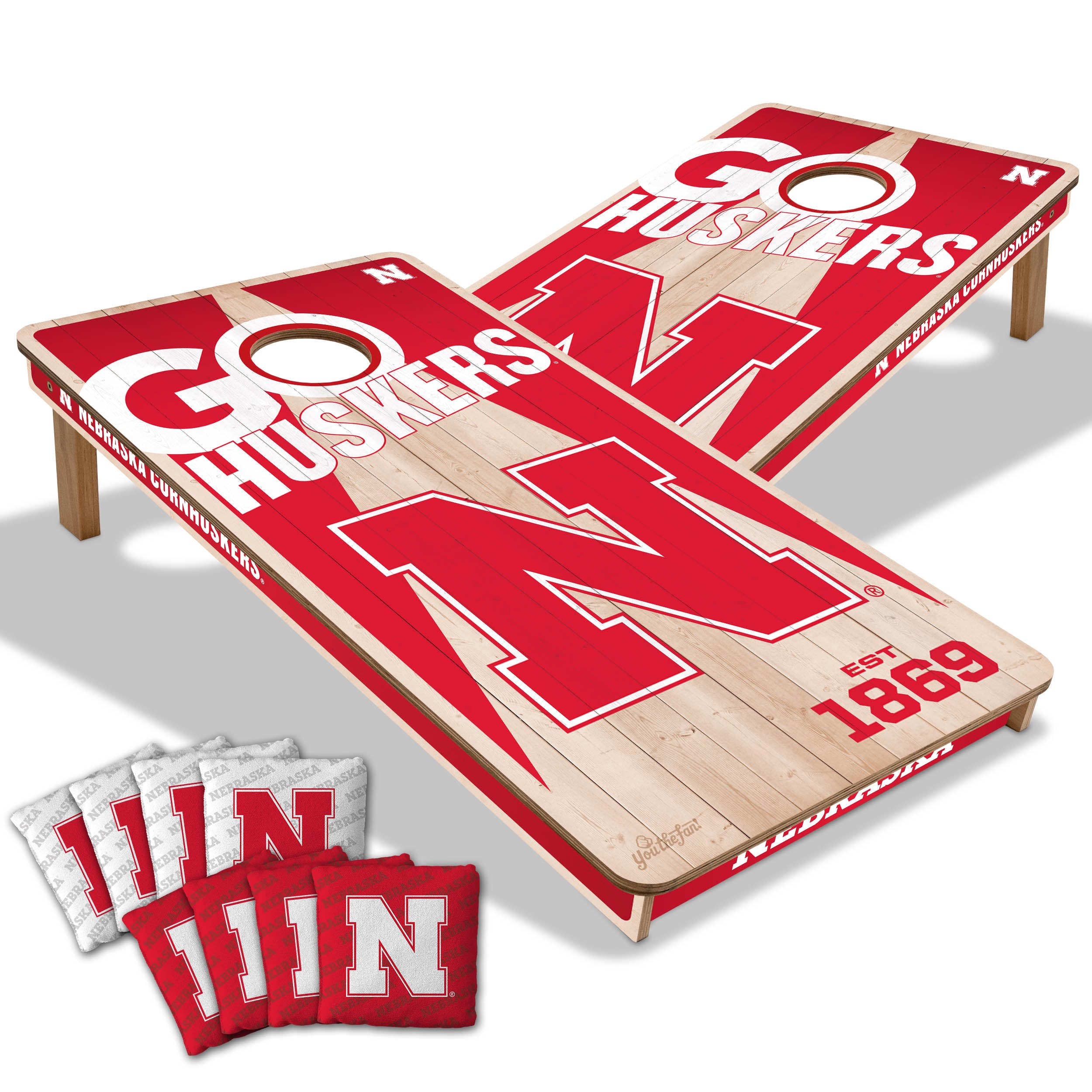 Nebraska Huskers 2x4 Cornhole Game Set - Official Team Logo Cornhole Boards with Bags - Perfect for Tailgating, Backyard Parties & Outdoor Games