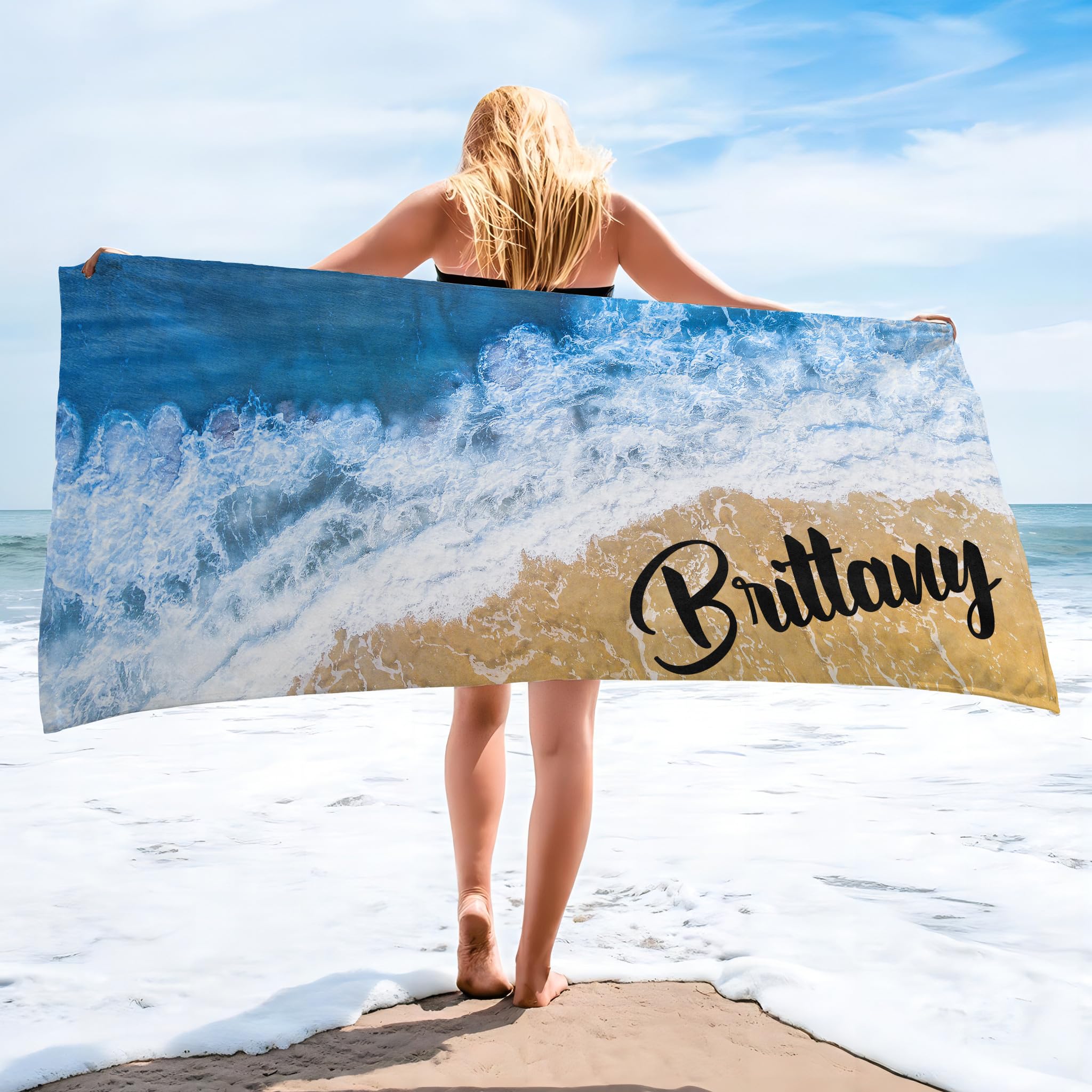Custom Personalized Beach Towels for Kids & Adults - Quick Dry Microfiber Towels with Names (31x71 inches) - Perfect for Beach, Pool, Bath & Summer Vacations