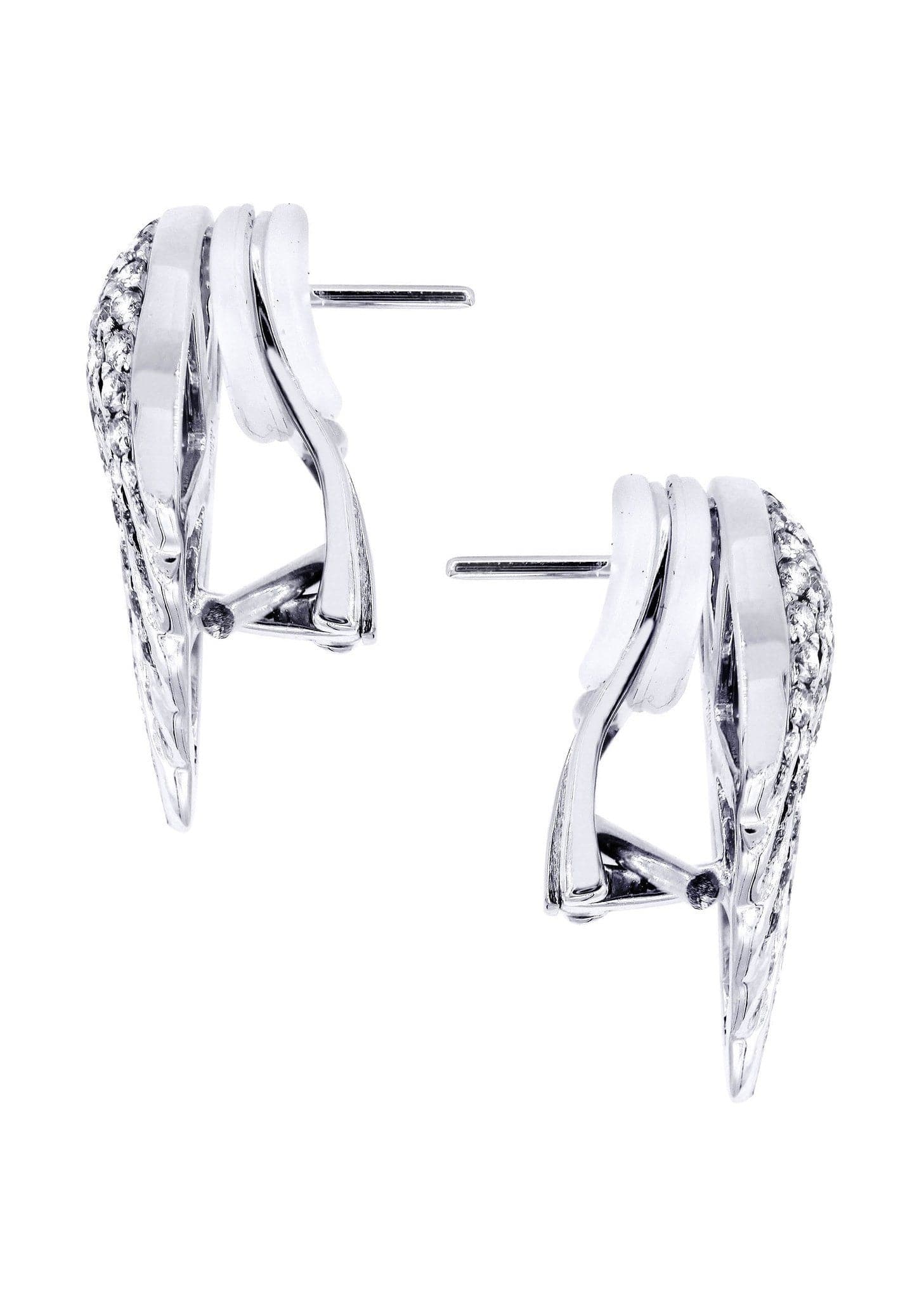 14K White Gold Angel Diamond Earrings for Men | 1.56 Carat Stud Earrings | Perfect Gift for Anniversary, Birthday & Special Occasions