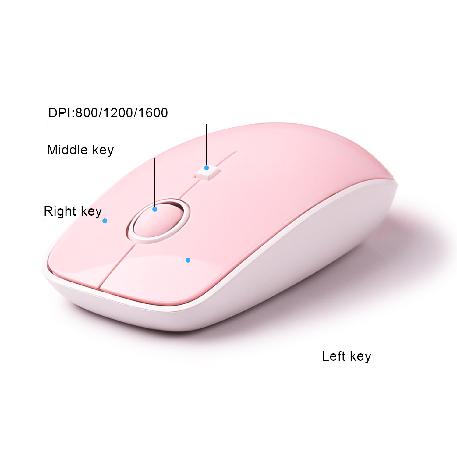 V2020 Pink Wireless Keyboard and Mouse Combo with Round Keycaps, 2.4GHz Stable Connection, Long Battery Life - Cute Wireless Keyboard Set for PC, Laptop, Mac (Pink) - Perfect for Home Office, Gaming, and Typing