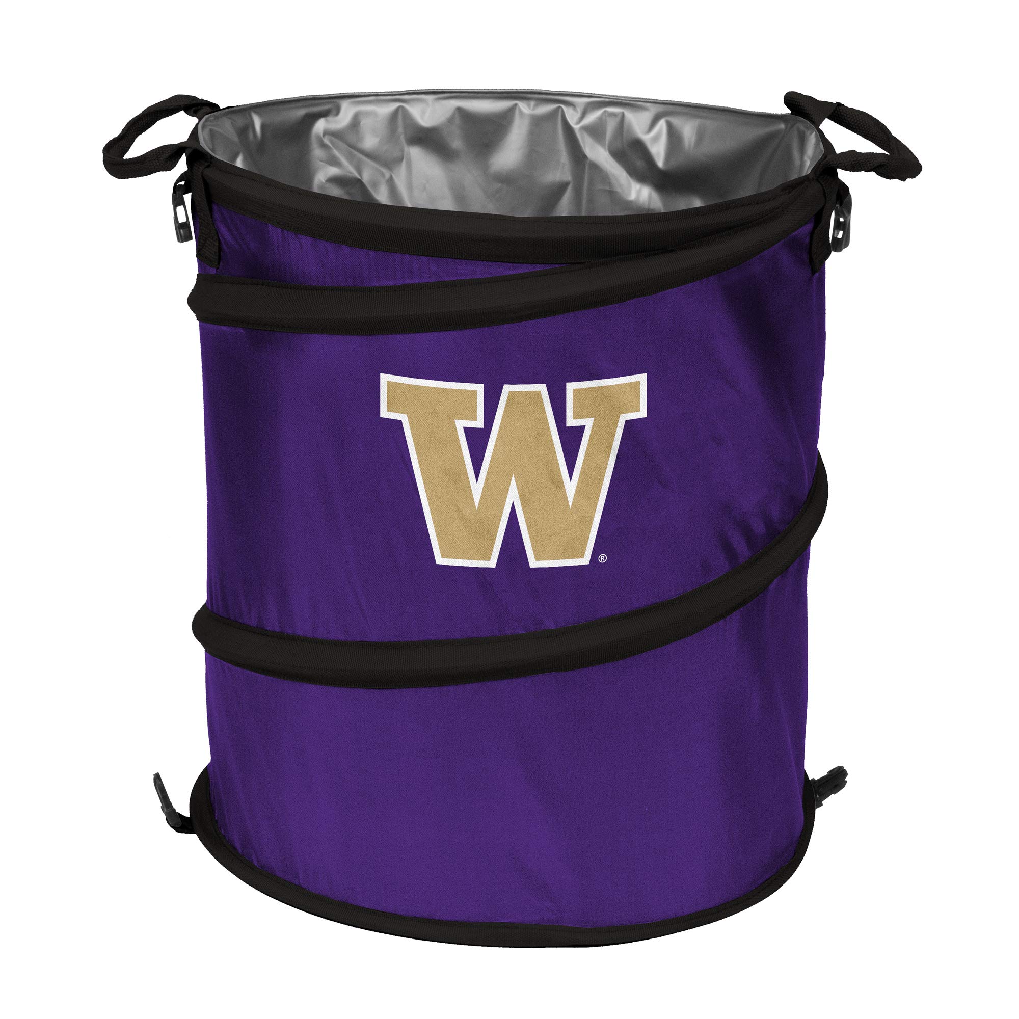 NCAA Collapsible 3-in-1 Trash Cooler Can - Portable Insulated Cooler, Reusable Waste Bin & Storage Container - Team Color - Perfect for Tailgating, Camping & Beach Parties