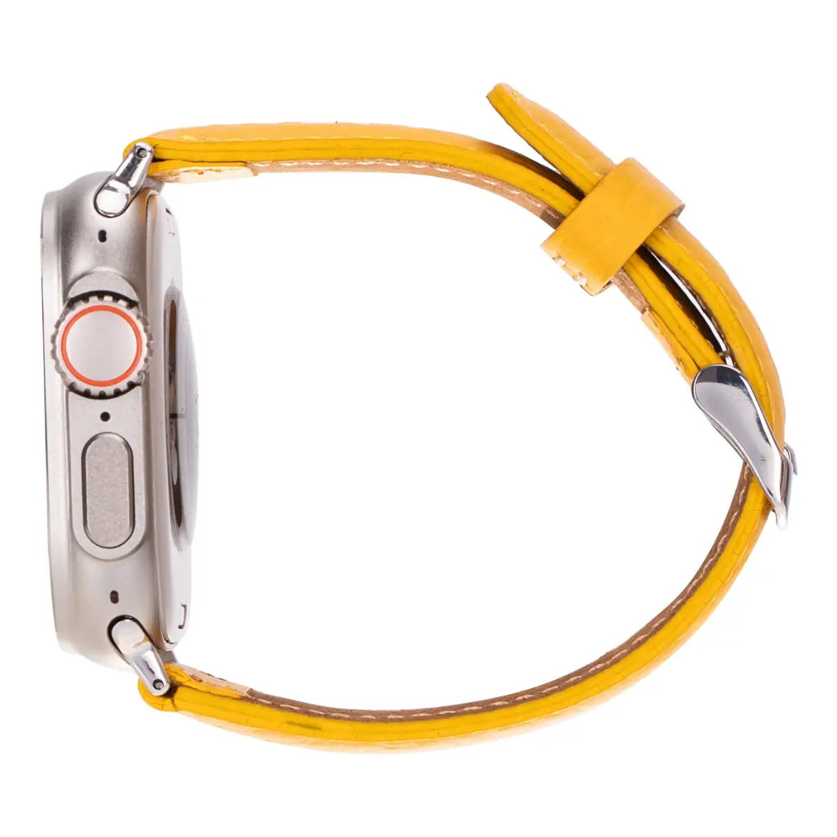 Premium Yellow Leather Apple Watch Band - Classic Strap for Apple Watch Series 9/8/7/SE/6/5/4/3/2/1 - Fashionable & Durable Replacement Strap for Work, Gym & Everyday Wear