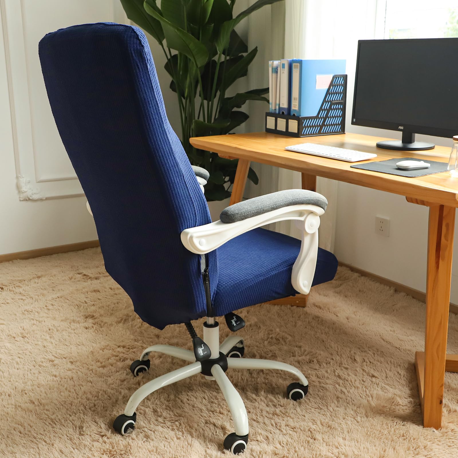 FORCHEER Stretchable XL Office Chair Cover for Big and Tall Computer Chairs - Medium Size Navy Blue - Perfect for Home Office, Gaming, and Workspace Protection