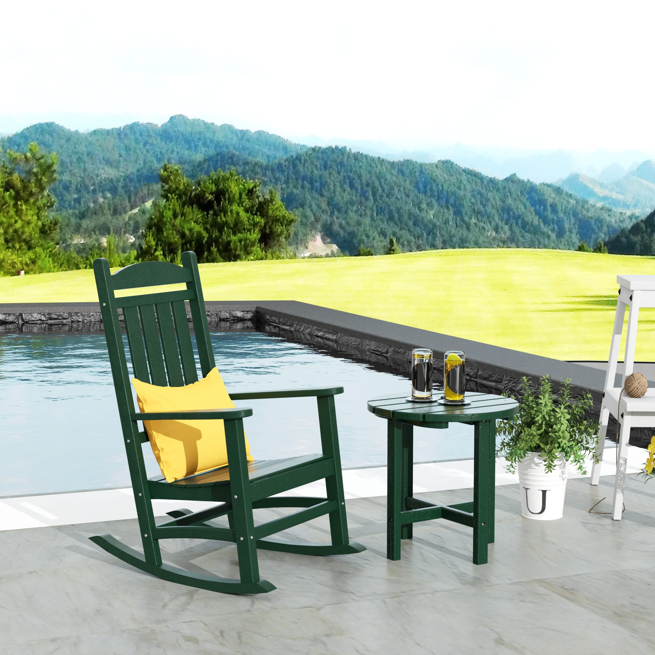 WestinTrends Malibu Classic 2-Piece Outdoor Rocking Chair Set - All-Weather Poly Lumber Adirondack Rocker Patio Furniture for Deck, Porch & Garden - Dark Green - Perfect for Relaxing, Backyard Lounging & Outdoor Entertaining
