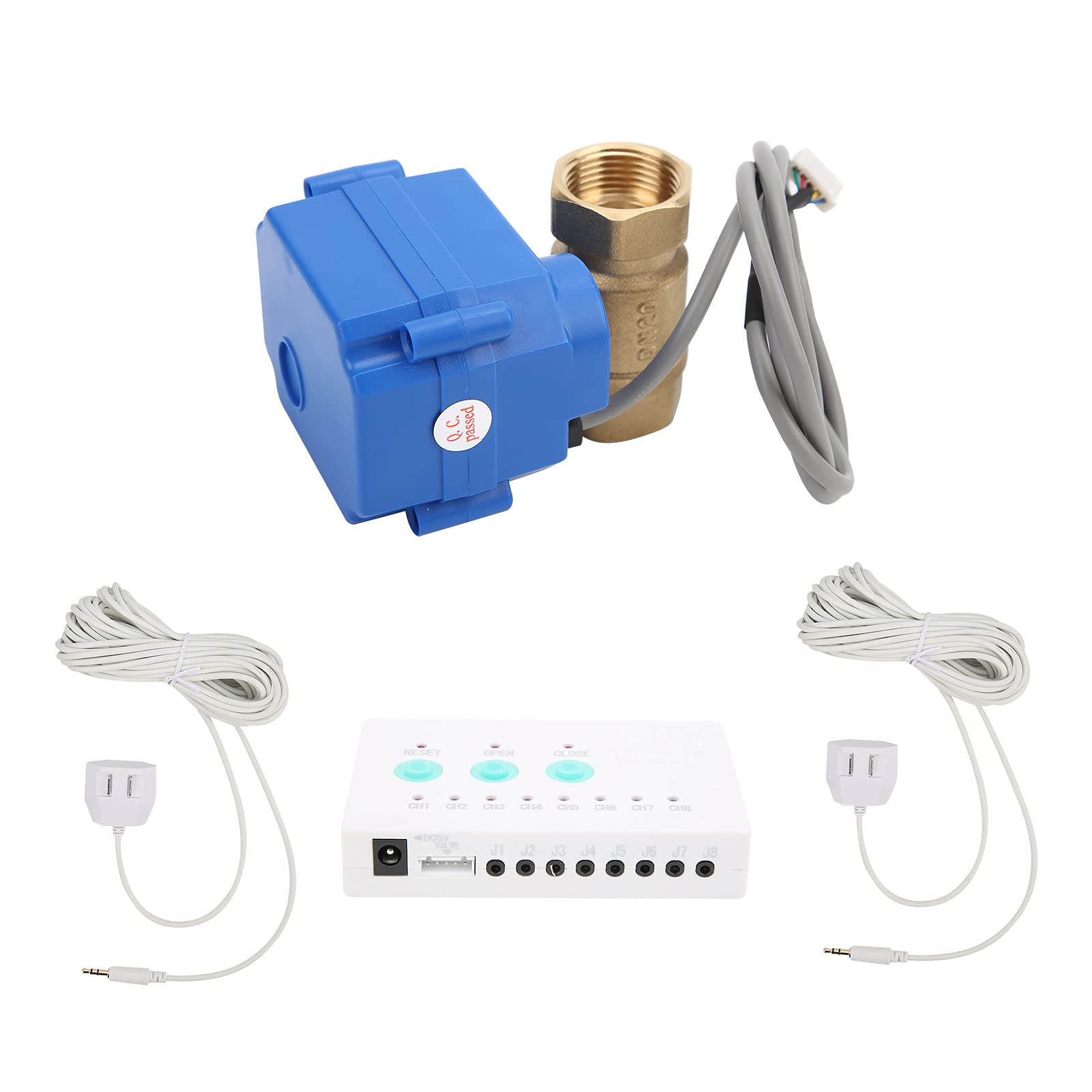 Water Leak Detector Alarm Sensor with DN20 Electric Ball Valve - Smart Home Leak Detection System Kit for Basement, Bathroom & Kitchen Protection