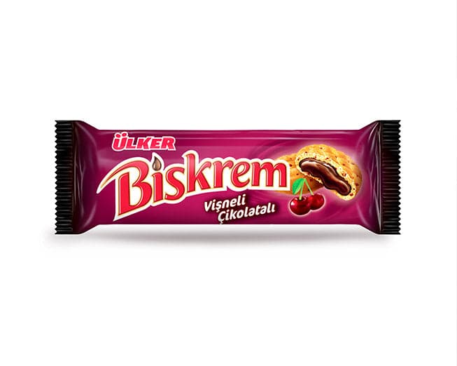 Ulker Biskrem Cherry Biscuits 90g - Delicious Cherry-Flavored Cookies for Snacking, Gifts & Tea Time