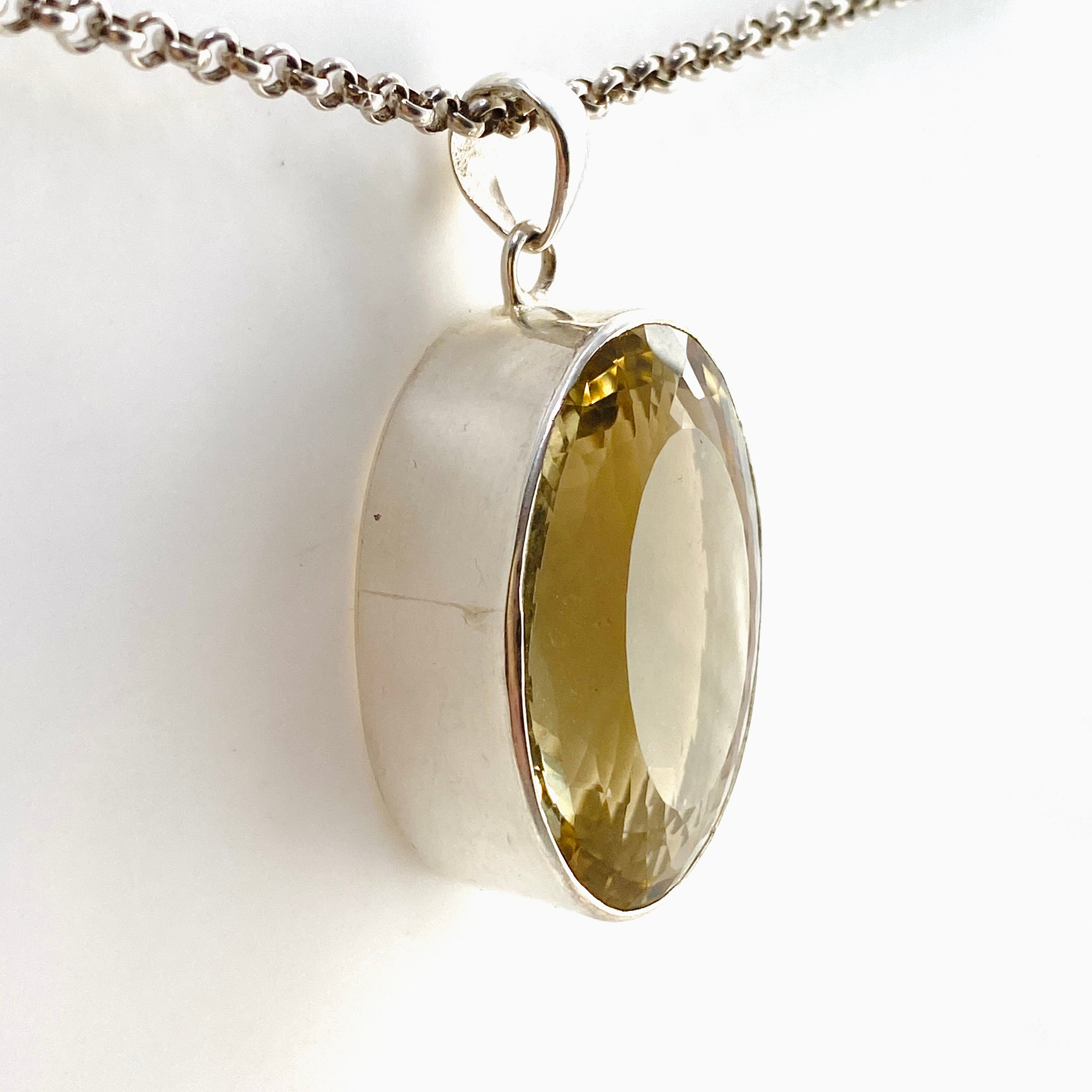 Smokey Lemon Quartz Oval Faceted Pendant Necklace - Natural Gemstone Jewelry for Women - Perfect for Everyday Wear, Gifts & Special Occasions