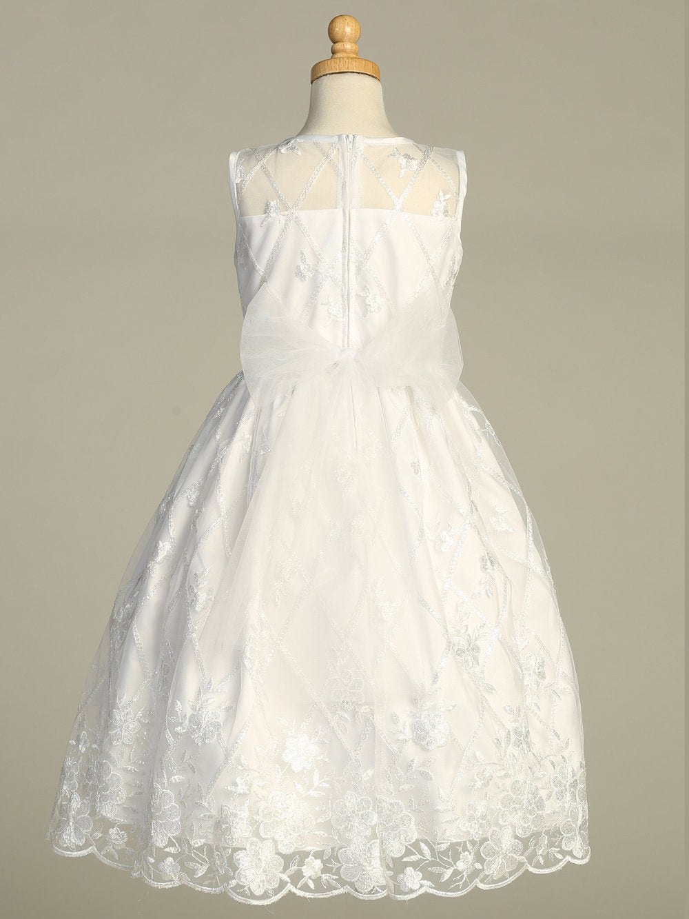 White First Communion Dress for Girls with Embroidered Tulle & Sequins - Elegant Church Ceremony & Special Occasion Outfit (206)