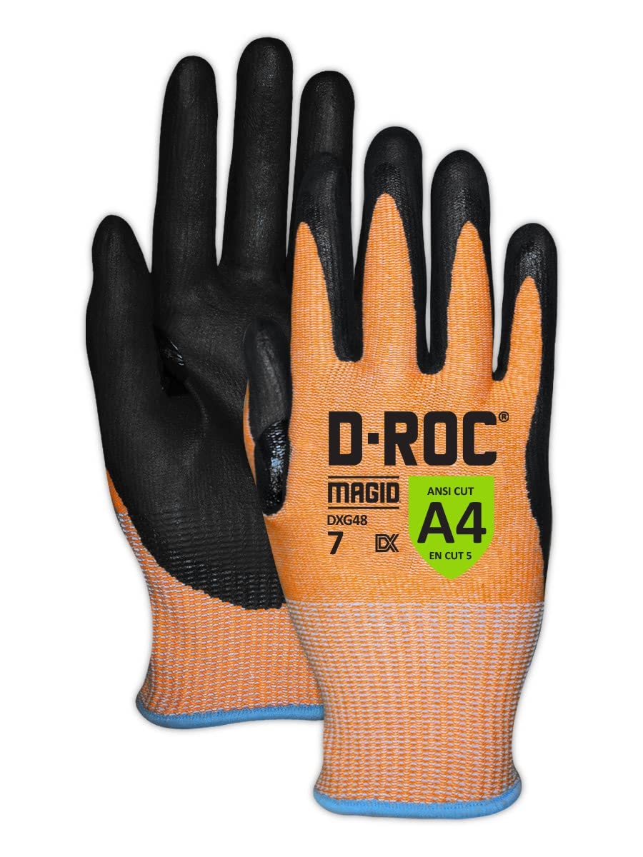 **ANSI A4 Certified MAGID D-ROC TriTek Oil & Liquid Absorbing Work Gloves - 12 Pairs, Size 11/2XL (DXG48) - Ideal for Automotive, Industrial & Maintenance Tasks**