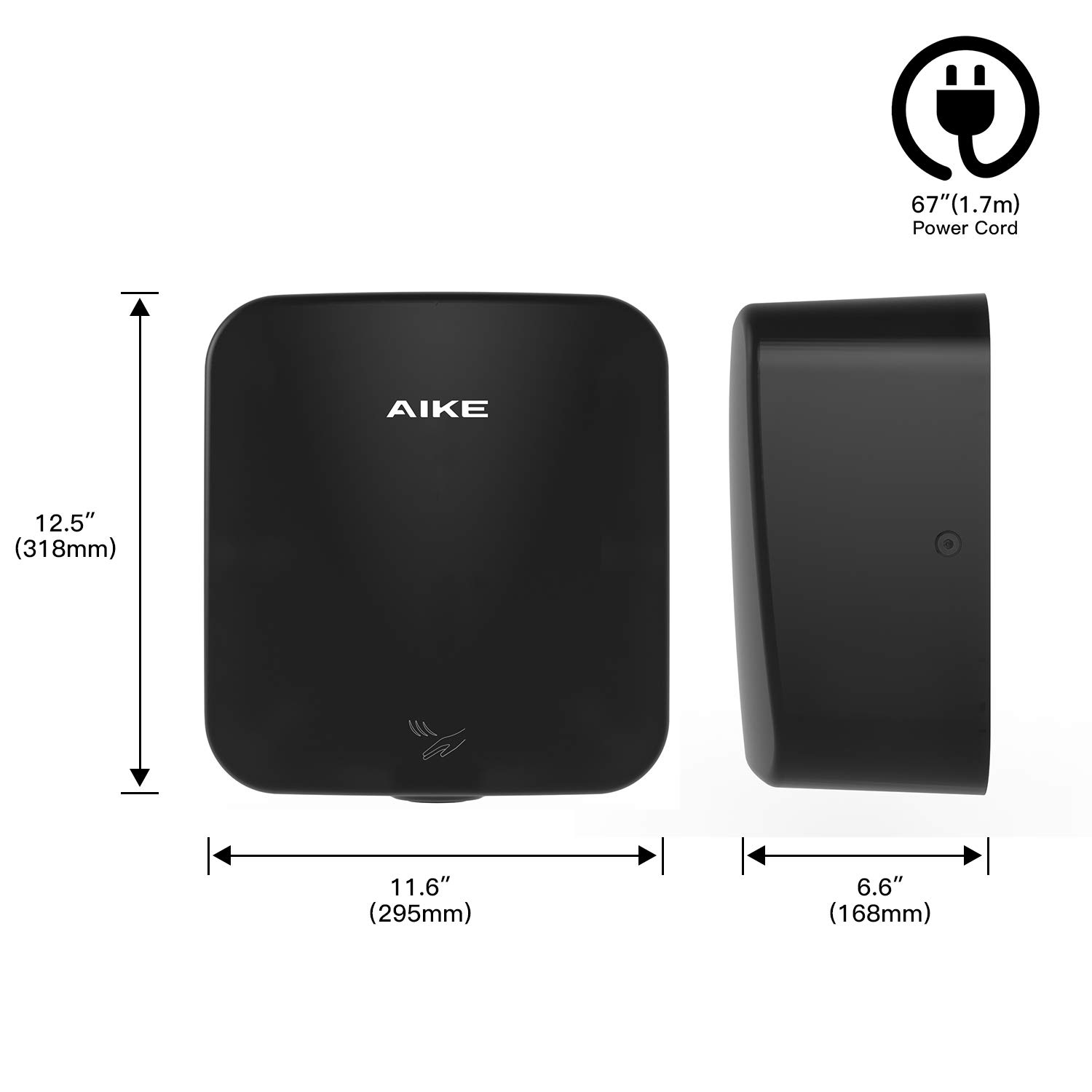 AK2800C Heavy Duty Jet Cube High Speed Hand Dryer - 1400W, 110V, Matt Black Finish - Ideal for Commercial Bathrooms, Restaurants, and High-Traffic Public Restrooms