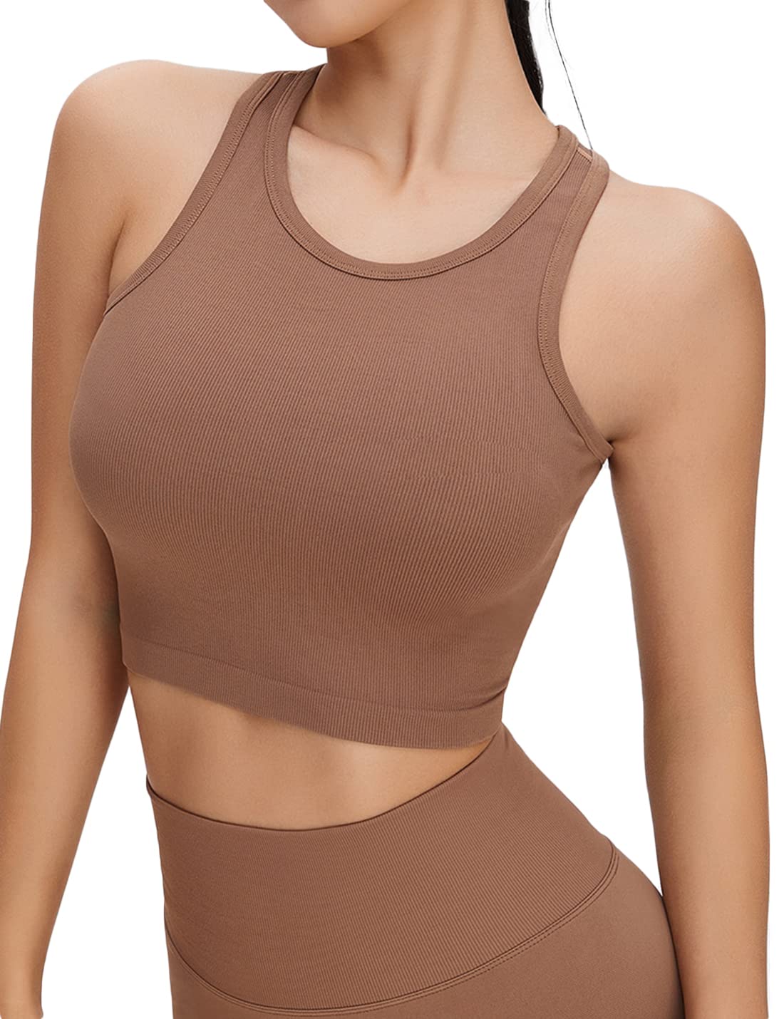 Bankeng Women's Workout Crop Tops - Sleeveless Racerback Tank Top for Yoga, Gym & Running | Breathable Athletic Shirts for Women