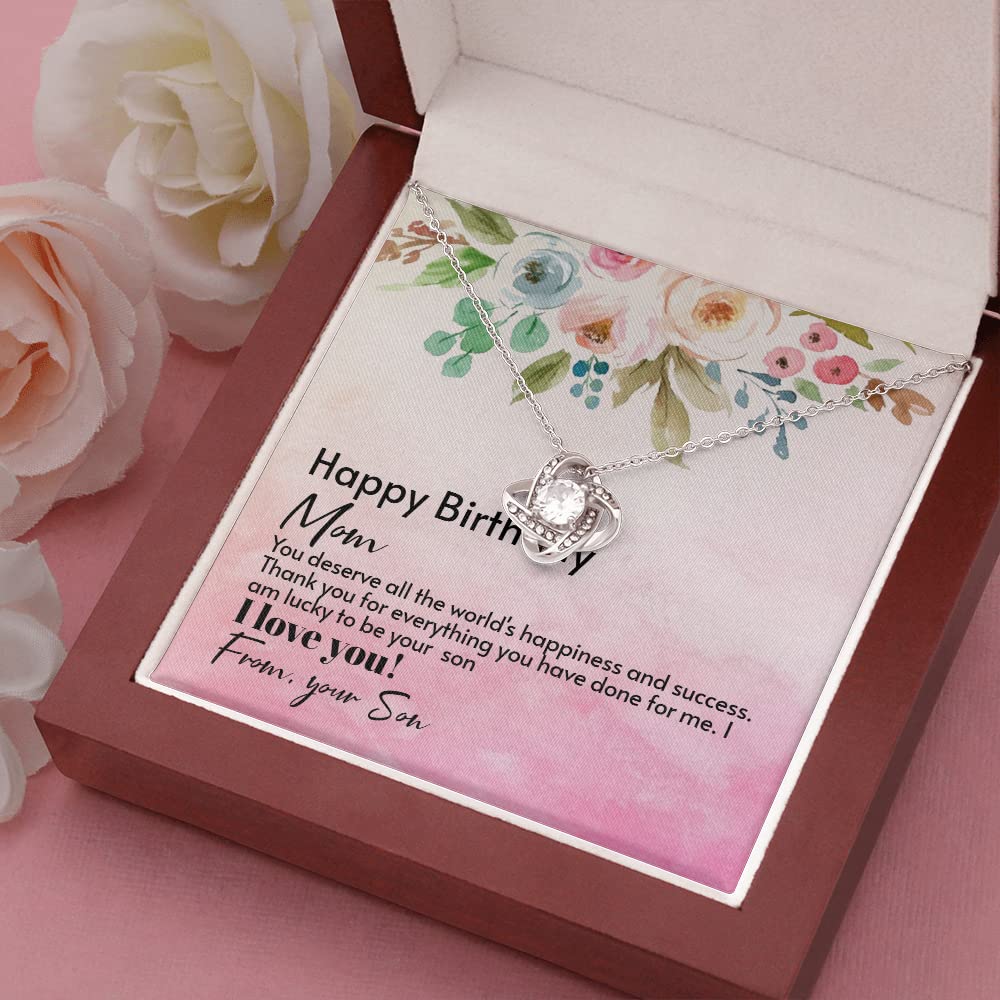 Birthday Gift Necklace for Mom - Sterling Silver Love Knot Pendant Jewelry from Son | Thoughtful Mother's Day, Anniversary & Special Occasion Present for Women