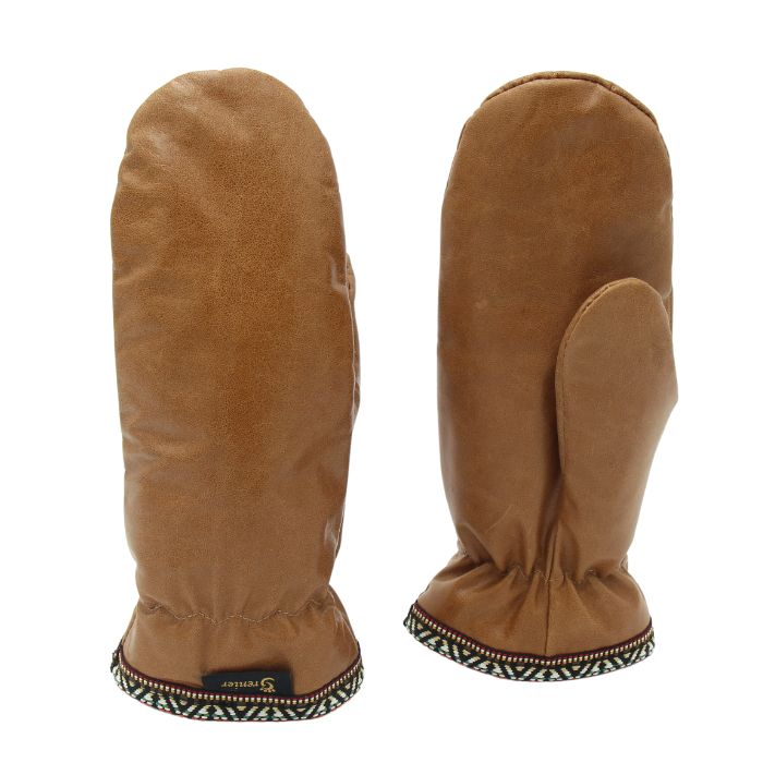 Women's Warm Sheepskin Lined Leather Mittens with Braided Design - Winter Gloves for Cold Weather, Outdoor Activities & Snow Sports