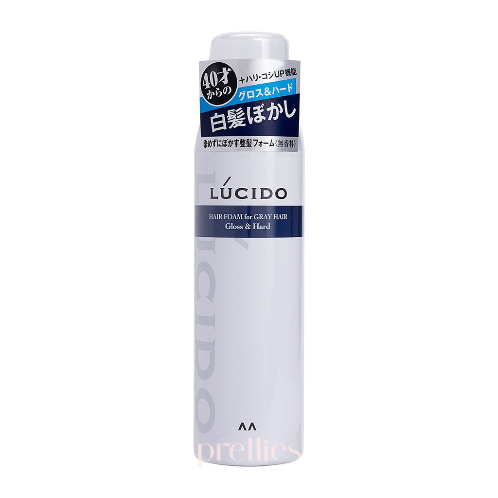 Mandom Lucido Hair Foam for Gray Hair - 185g Gray Coverage Styling Foam with Glossy & Firm Hold - Perfect for Men & Women's Daily Gray Hair Care & Styling