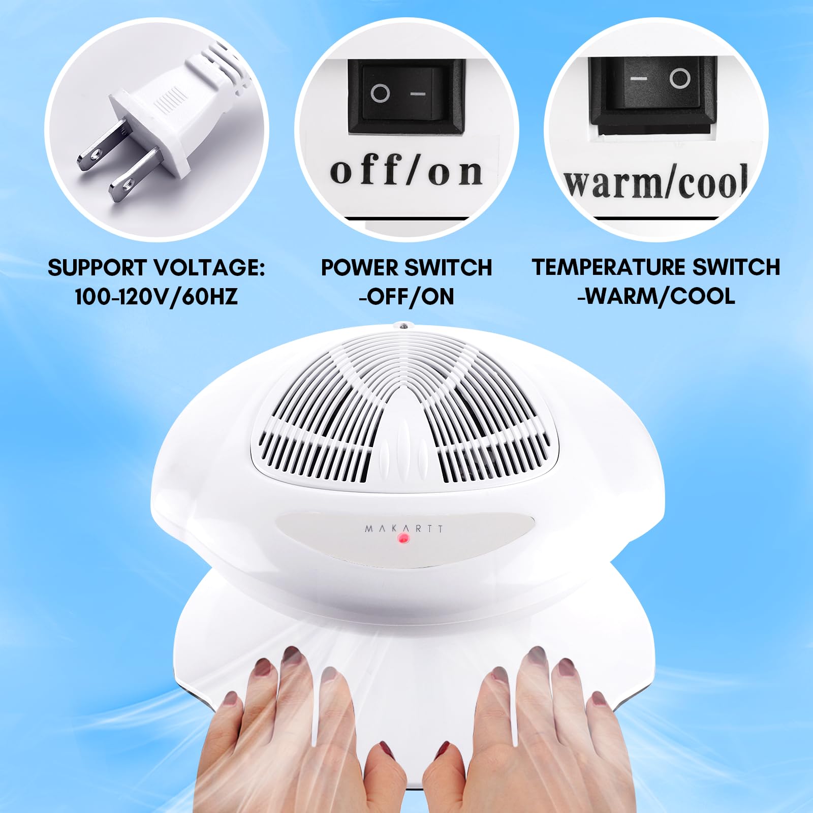 Makartt 400W Nail Dryer with Auto Sensor - Fast Drying Nail Polish Dryer for Gel & Regular Polish | Warm & Cool Air Settings | Perfect for Manicure, Pedicure, Salon & Home Use | Portable Nail Blow Dryer for Professional & DIY Nail Care