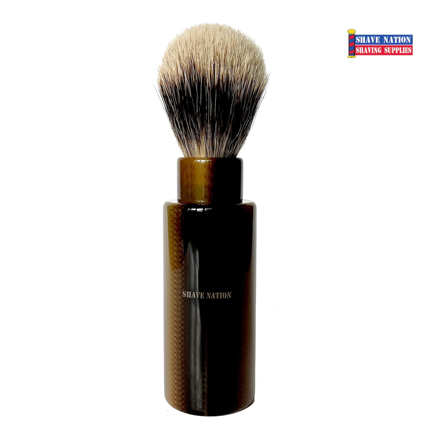 Premium Badger Hair Shaving Brush for Travel - Faux Horn Handle, Soft & Durable, Ideal for Men's Wet Shaving & Grooming Kits - Perfect for Business Trips, Camping & Home Use