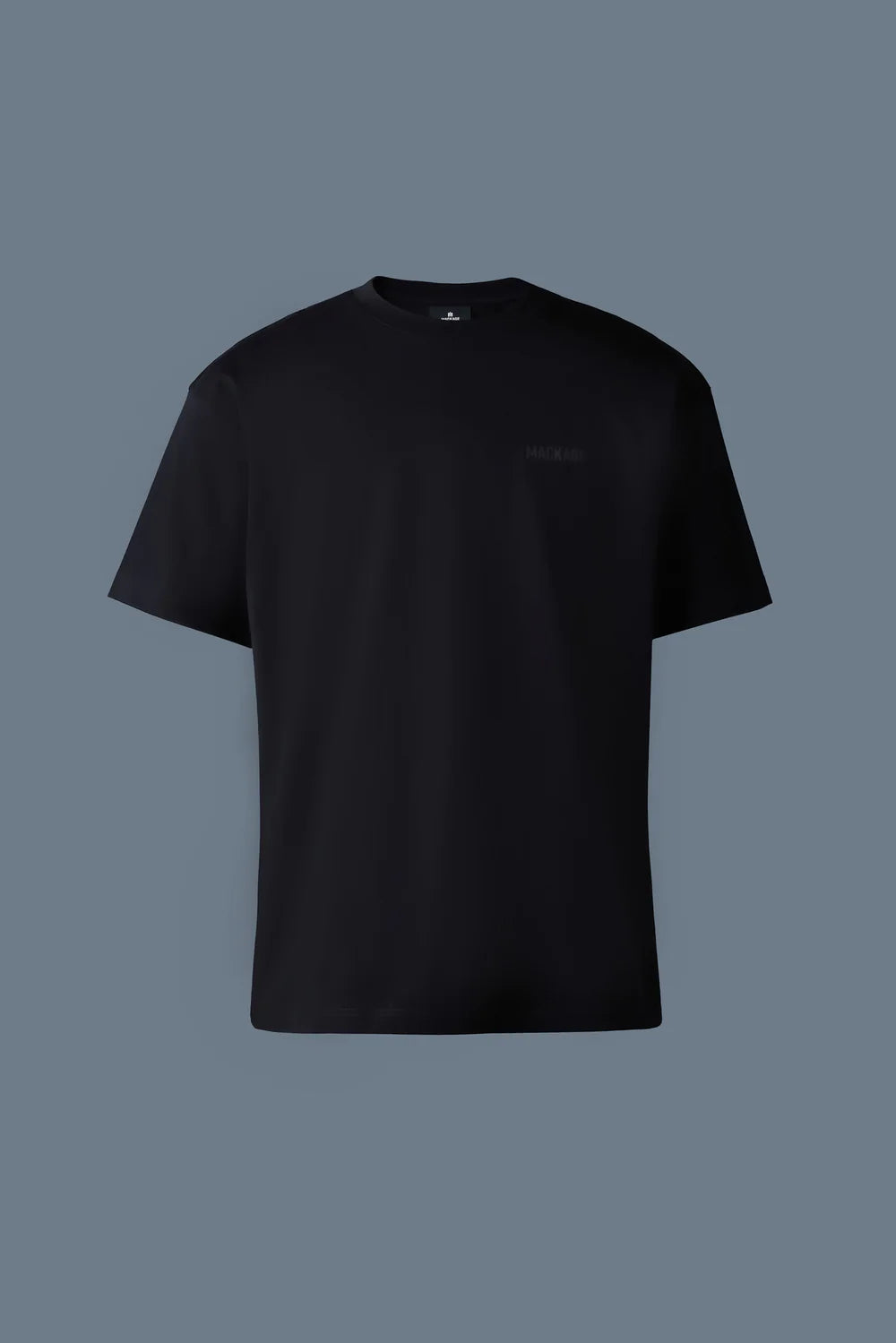 MACKAGE Men's Short Sleeve T-Shirt with Silicone Logo - Comfortable Cotton Tee for Casual Wear, Street Style & Everyday Outfits