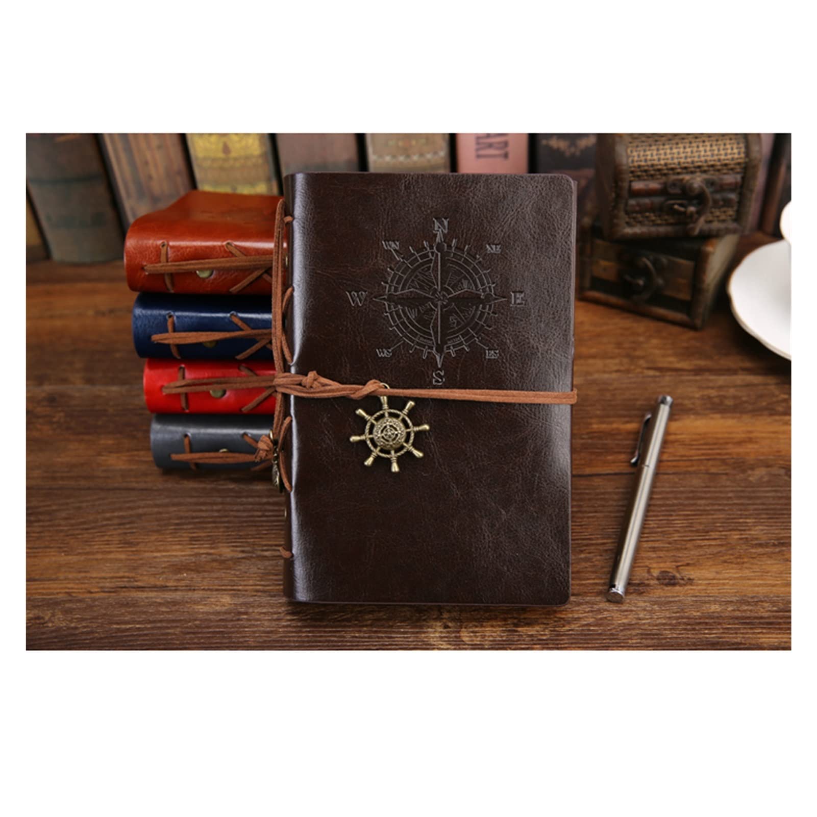 Vintage PU Leather Spiral Notebook - Retro Travel Journal & Diary Notepad, Replaceable Medium 130x185mm Stationery Gift for Writing, Note Taking, School & Office Use (Color: A) - Perfect for Travelers, Students & Professionals