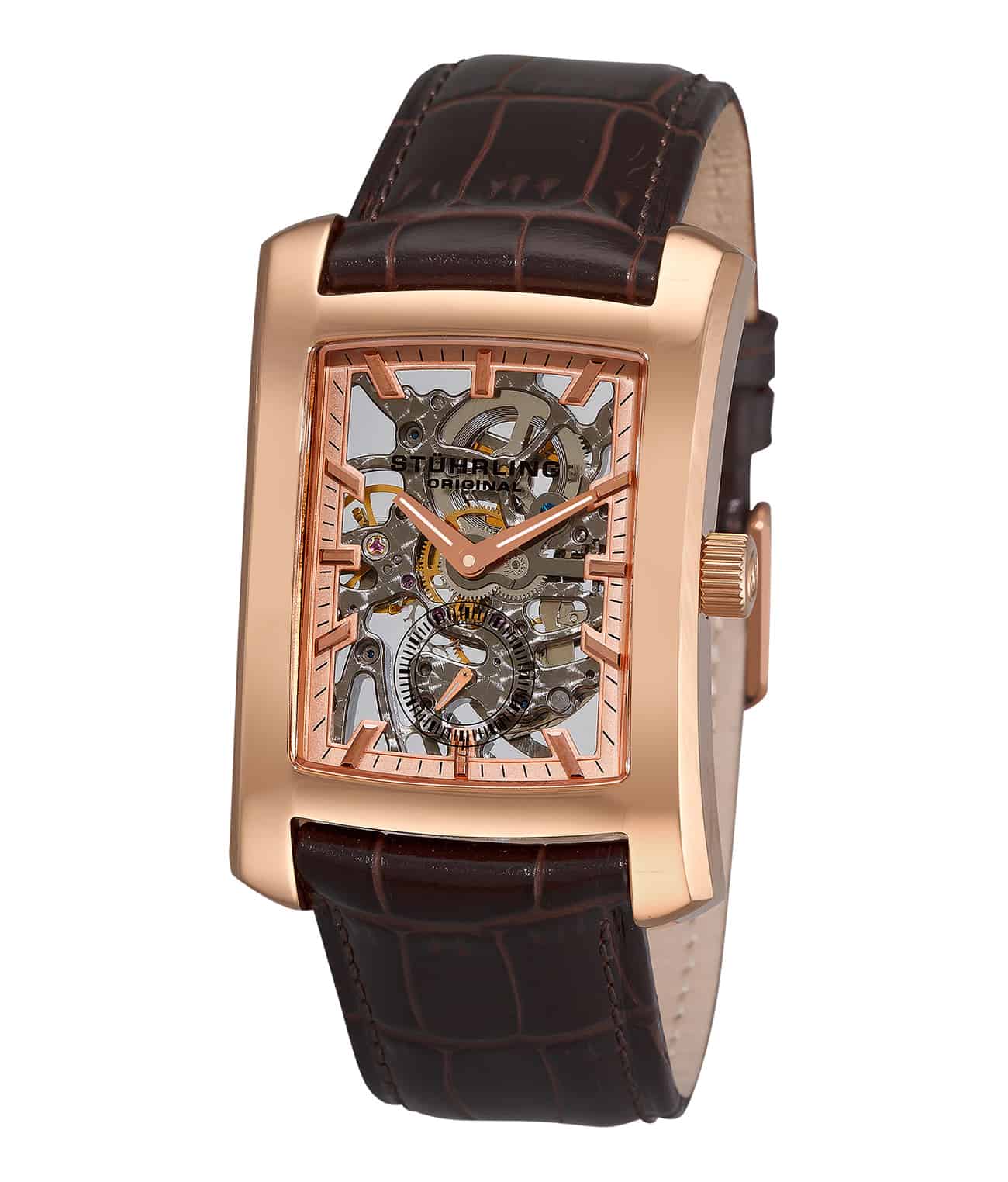 Rose Dial / Rose Case / Brown Leather Strap Rose Gold Layered Tang Buckle