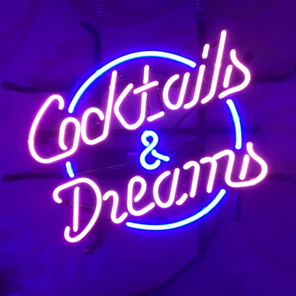 COCKTAILS and DREAMS Real Glass Neon Light Sign - 17