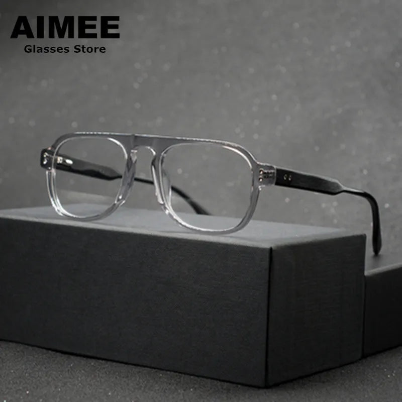 Aimee Unisex Full Rim Square Acetate Eyeglasses 14245 - Stylish & Durable Eyewear for Men & Women - Perfect for Work, Reading & Fashion Accessories