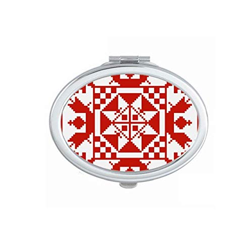 DIYthinker Mosaic Russia Style Red Texture Mirror - Portable Folding Double-Sided Makeup Mirror for Travel, Home & Salon Use