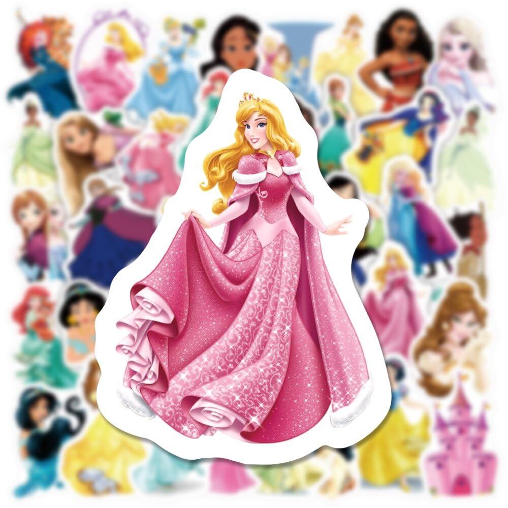 200Pcs Disney Princess Stickers Pack - Cute Cartoon Character Stickers for Kids, Teens & Adults - Waterproof Decorative Stickers for Water Bottles, Laptops, Luggage & DIY Crafts - Perfect for School, Parties & Scrapbooking