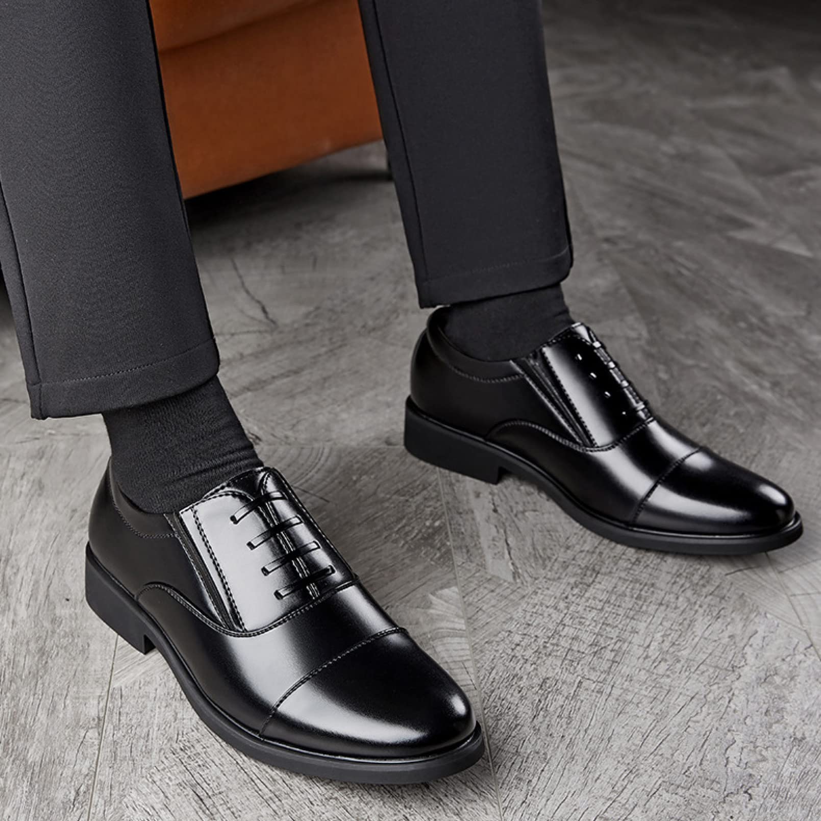 Men's Comfortable PU Leather Oxford Shoes - Lace Up Business Casual & Formal Dress Shoes for Office Work | Perfect for Business Meetings, Weddings & Professional Events