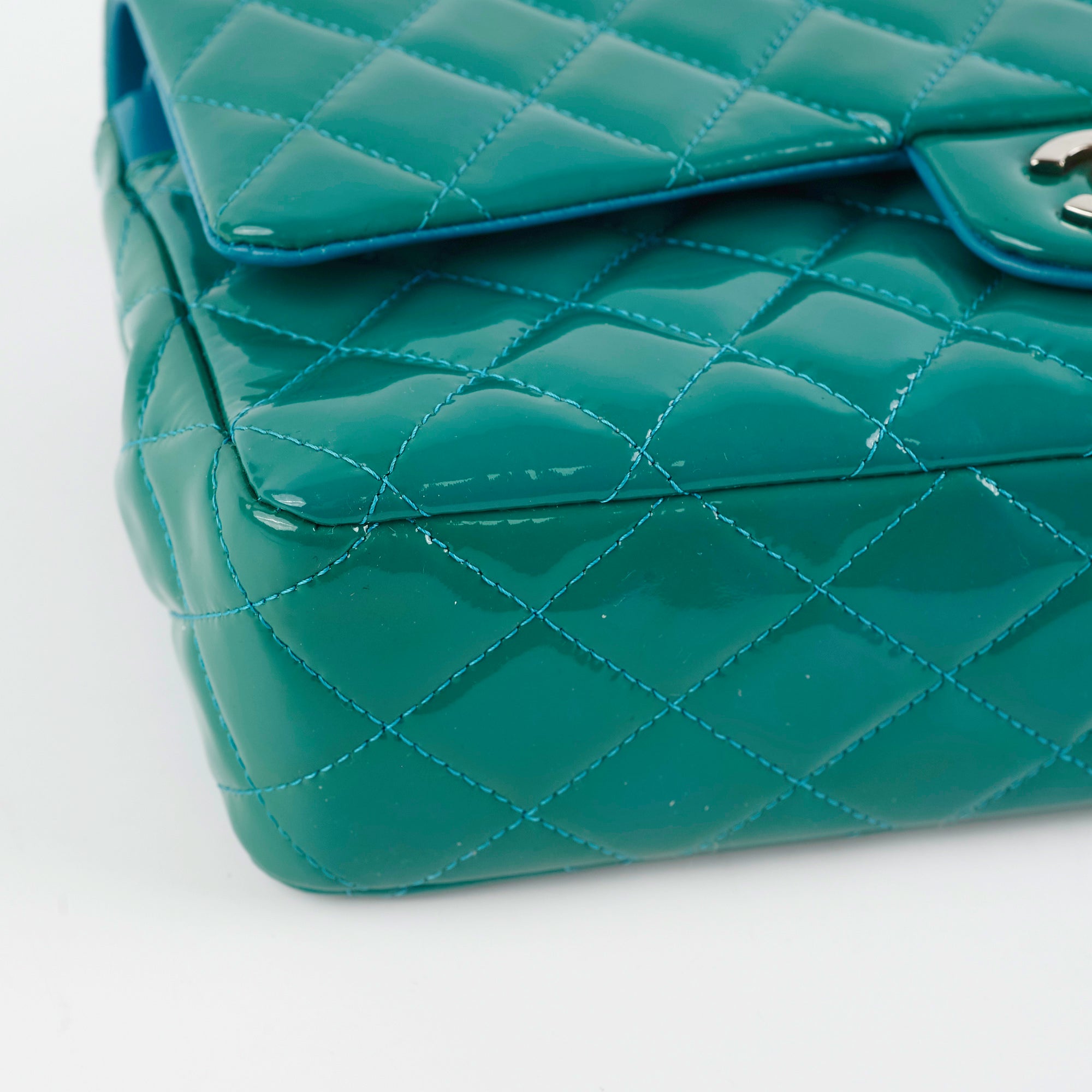 Chanel Quilted Patent Leather Medium Large Classic Flap Bag in Teal - Luxury Handbag for Women, Perfect for Parties, Work & Special Occasions