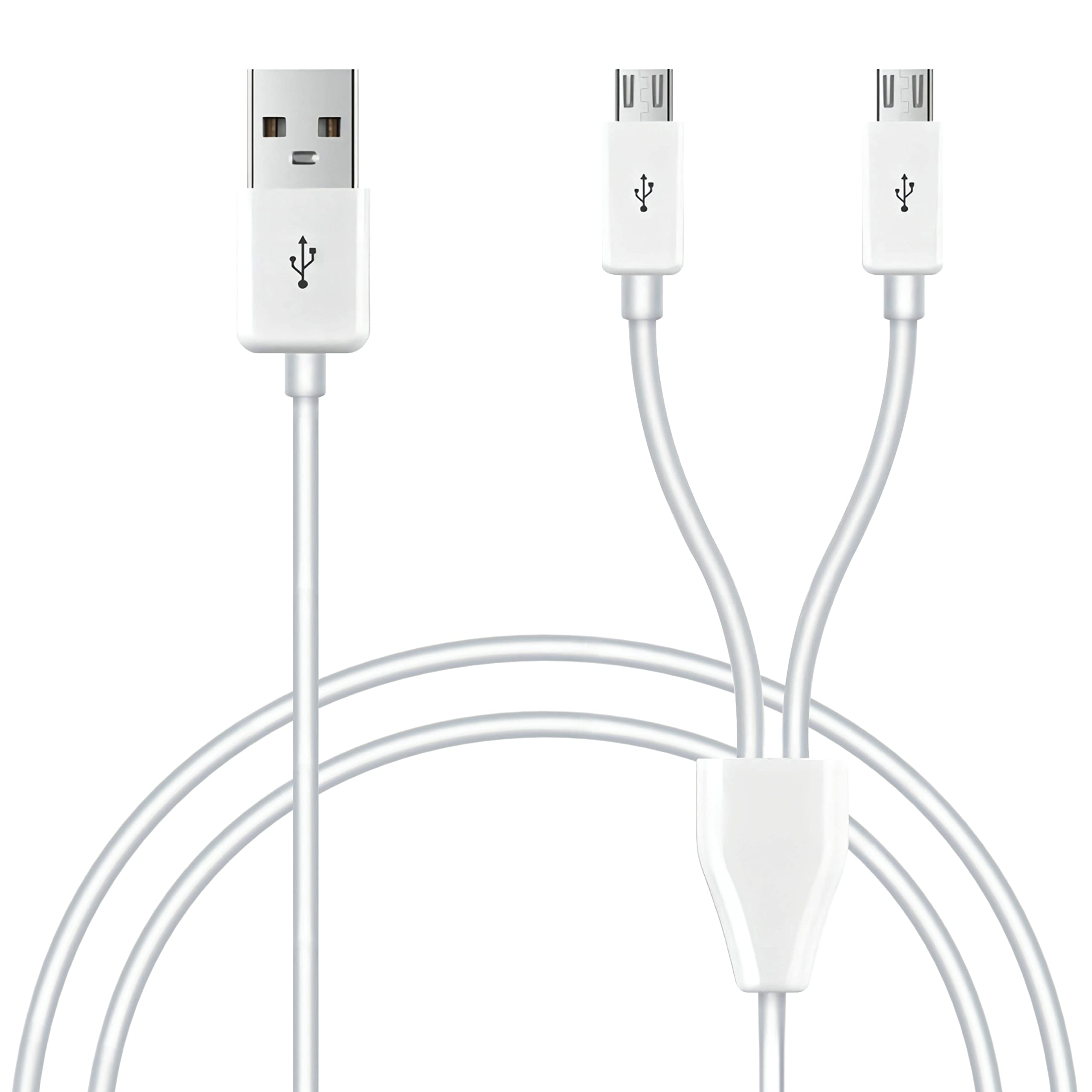 GELRHONR 2-in-1 USB A Male to Dual Micro USB Male Sync & Charge Cable - 1M/3.3ft - Fast Charging Data Transfer Cord for Phones, Tablets, Cameras & More - Perfect for Home, Office & Travel Use