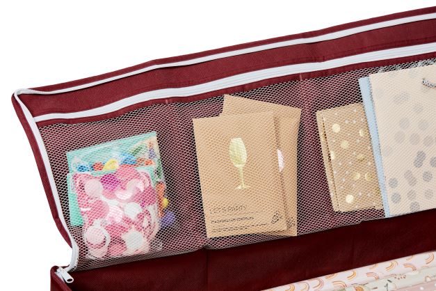 Gift Wrap Storage Organizer - Multi-Color Wrapping Paper & Ribbon Holder for Holiday, Birthday & Party Gift Wrapping Organization
