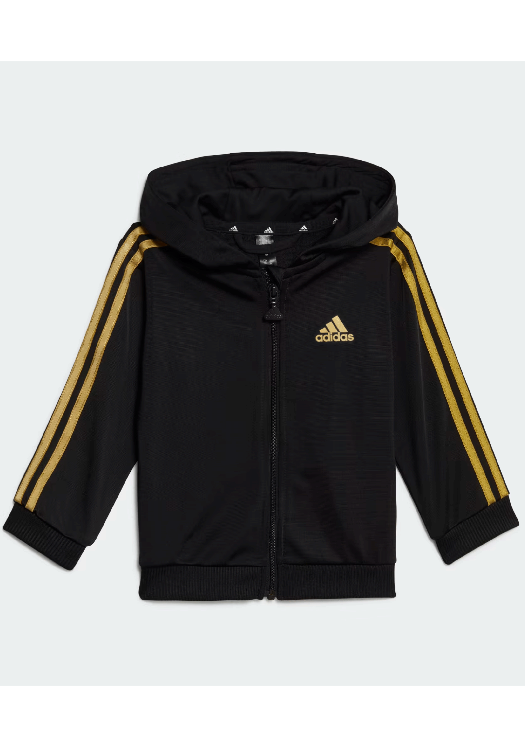 Adidas Infants Essentials Shiny Hooded Tracksuit Set - Baby Boys & Girls Athletic Jogger Outfit for Playtime & Casual Wear
