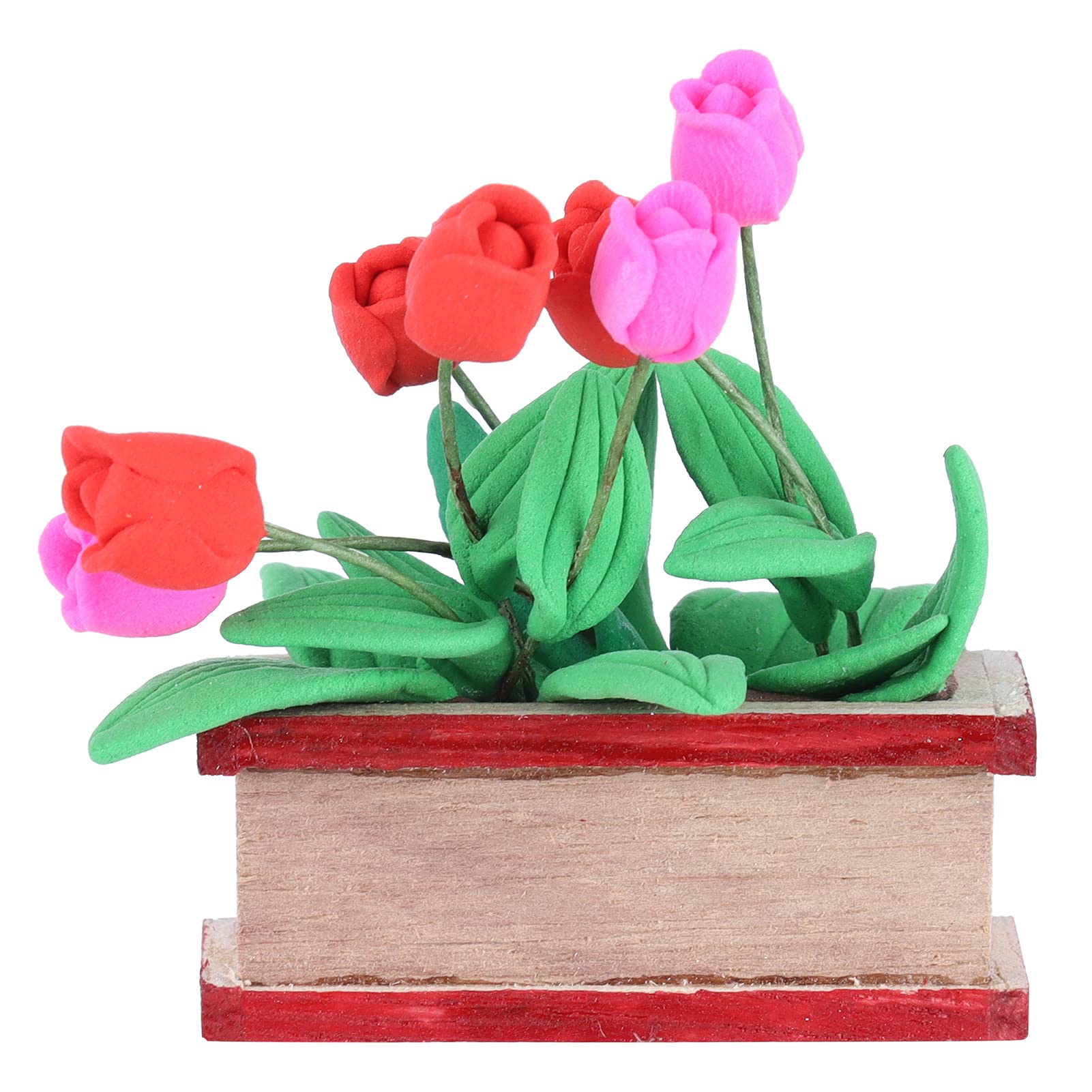 Miniature Dollhouse Tulips - Exquisite Soft-Edged Basswood Flowers for DIY Landscaping, Pot Decor & Mini Garden Scenes - Bright Color Simulation Tulips for Dollhouse, Fairy Gardens & Home Decoration
