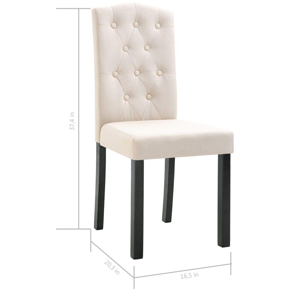 SKM Dining Chairs Set of 4 - Cream Fabric Upholstered Kitchen Chairs with Padded Seats - Modern Dining Room Furniture for Home, Restaurant & Office Use
