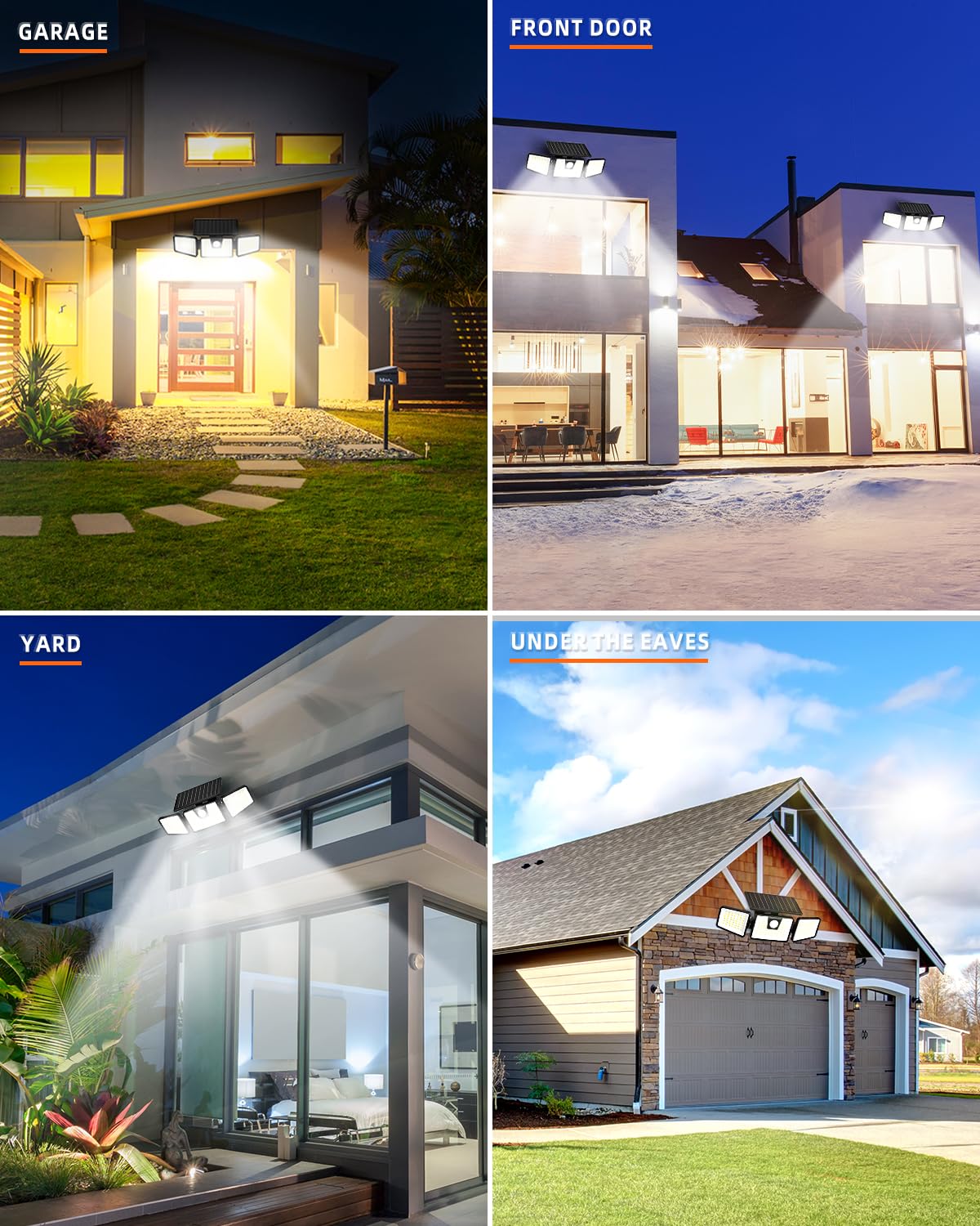 INCX Solar Motion Sensor Lights Outdoor - 3 Head 156 LED Solar Powered Security Flood Lights with Motion Detection for Patio, Yard, Garage & Entryways | IP65 Waterproof (1 Pack) - Perfect for Home Security & Nighttime Illumination