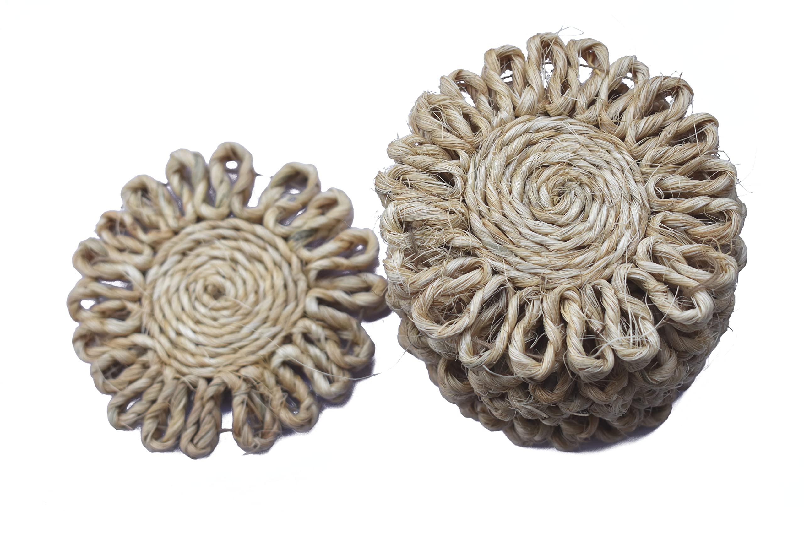 MARSHLAND Handcrafted 10cm Round Jute Coasters Set of 12 - Natural Fiber Drink Coasters for Dining Table, Coffee & Tea - Perfect for Home Decor, Kitchen, Office & Party Use